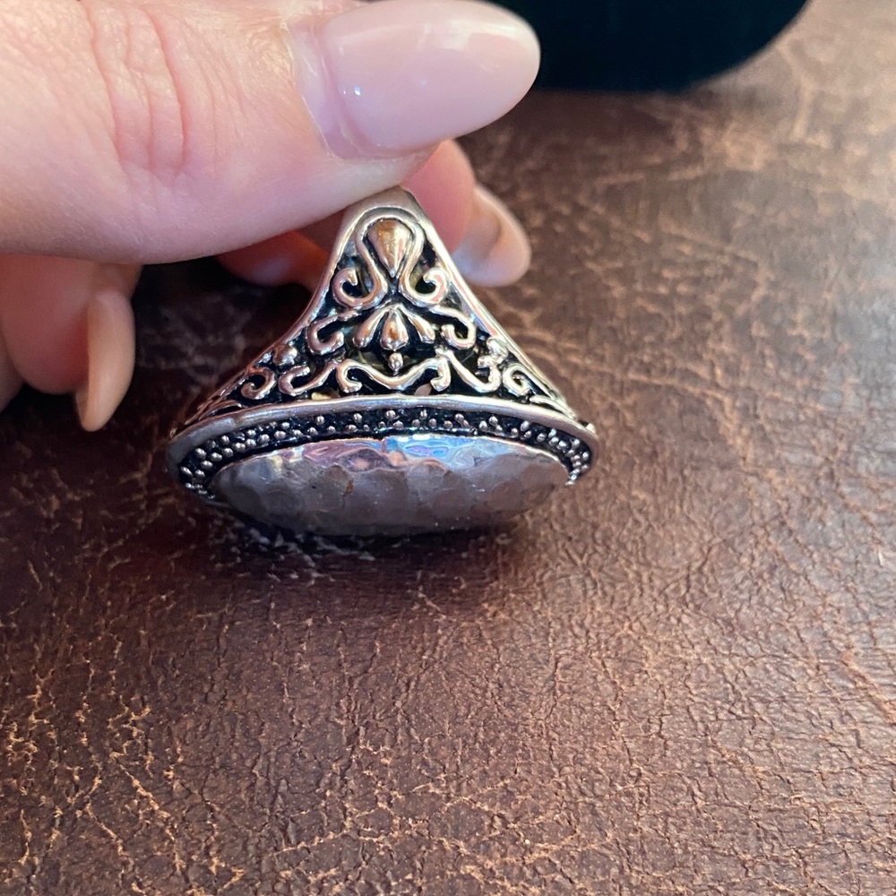 Hammered Antiqued Silver Statement Ring - image 3
